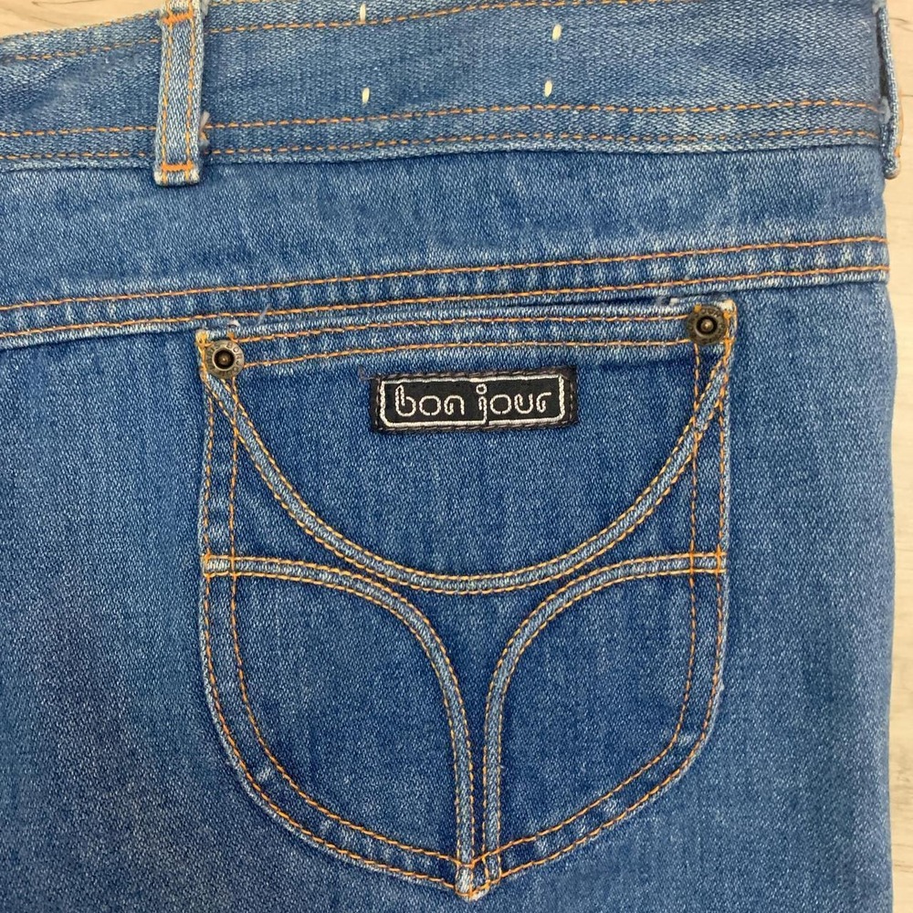 Bonjour Vintage‎ 90s Denim Jeans Blue Wide Leg High Waist Size 20
